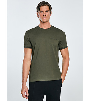 Памучна мъжка тениска в цвят каки WLADER снимка