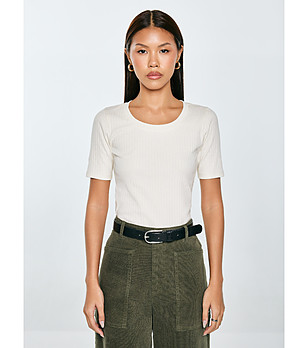 Дамска памучна тениска в бежово ASTERCA снимка