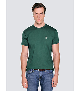 Зелена мъжка памучна тениска KERAL снимка