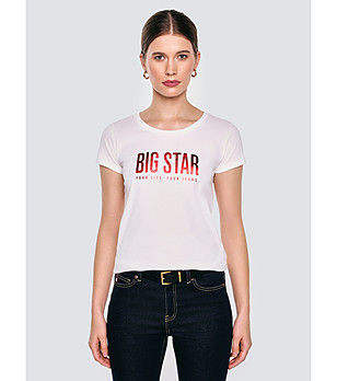 Бяла дамска памучна тениска BETTA снимка