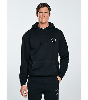 Черен памучен мъжки суитшърт снимка