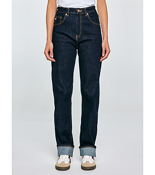 Тъмносини памучни дамски дънки с права линия Avril снимка