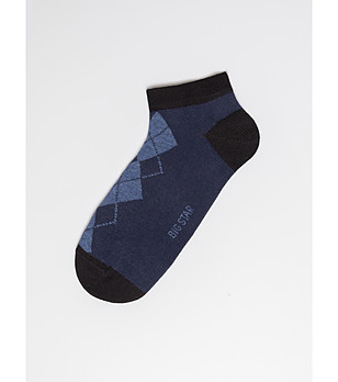Мъжки къси чорапи в тъмносиньо с ромбове снимка