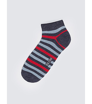 Мъжки памучни тъмносини къси чорап с райе снимка