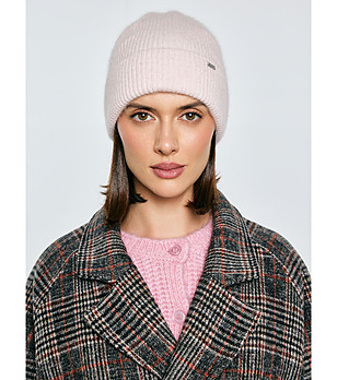 Дамска зимна плетена шапка в бежово HERYNIA снимка