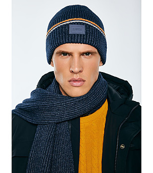 Мъжка плетена шапка в тъмносин цвят WANDEGOR снимка