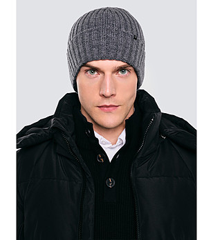 Сива мъжка зимна шапка HAMAN снимка