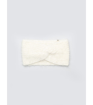 Пухкава дамска лента за глава в цвят крем снимка