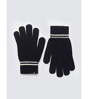 Мъжки черни ръкавици с кант снимка