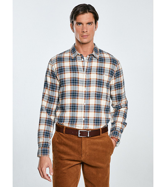 Мъжка каре риза от памук FLANENO  снимка