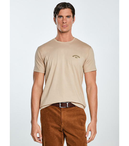 Бежова памучна мъжка тениска VINCER  снимка