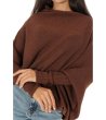 Кафяв дамски овърсайз пуловер-3 снимка
