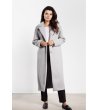Сиво дамско палто с колан Simonе-0 снимка