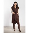 Кафяв дамски дълъг елек без ръкави Polya-1 снимка
