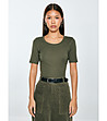 Дамска памучна тениска в цвят маслина ASTERCA -0 снимка
