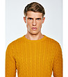 Мъжки памучен пуловер в жълто AMARIS -2 снимка