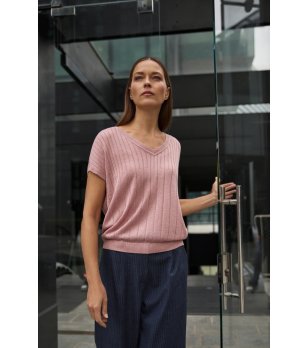 Розова дамска блуза с лъскави нишки снимка