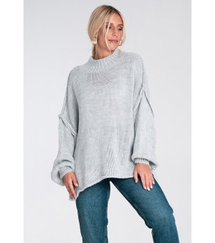 Дамски oversize пуловер в светлосиво  Ines снимка