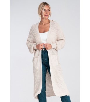 Бежова дълга дамска жилетка снимка