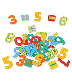 Дървени магнити Цифри и знаци снимка