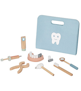 Дървен зъболекарски комплект в куфар снимка