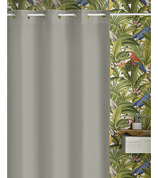 Сива завеса за баня с халки MAGICA 180x200 см снимка