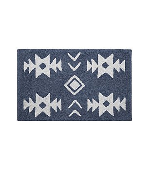 Синя постелка за баня с геометрични мотиви  BLOCK  45x70 см снимка