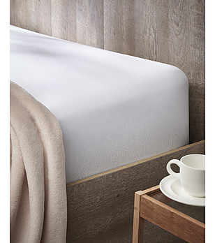 Памучен трикотажен долен чаршаф с ластик BAJERA бял 180x270x28 см снимка