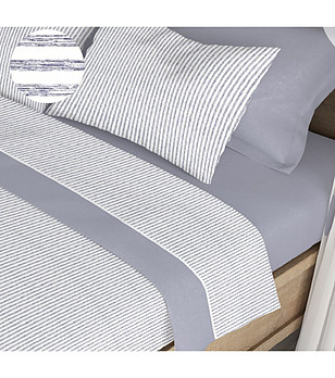 Спален комплект с райета  в бяло и синьо LINES 160x280 см снимка