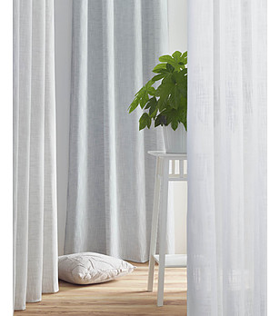 Тъмносива завеса тънка за прозорци с халки ARES 140x265 см снимка