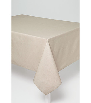 Кръгла бежова покривка за маса с тефлонова покривка LINES D160 снимка