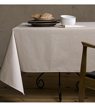 Бежова покривка за маса от памук и лен 150x250 см LINO NATURAL снимка