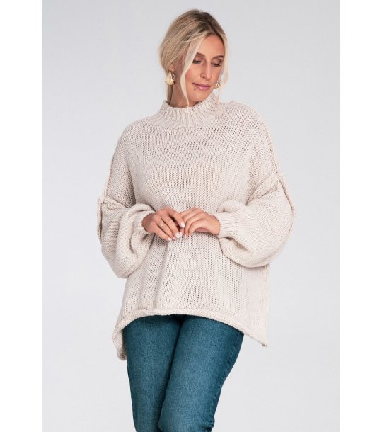 Дамски oversize пуловер в бежово Ines снимка