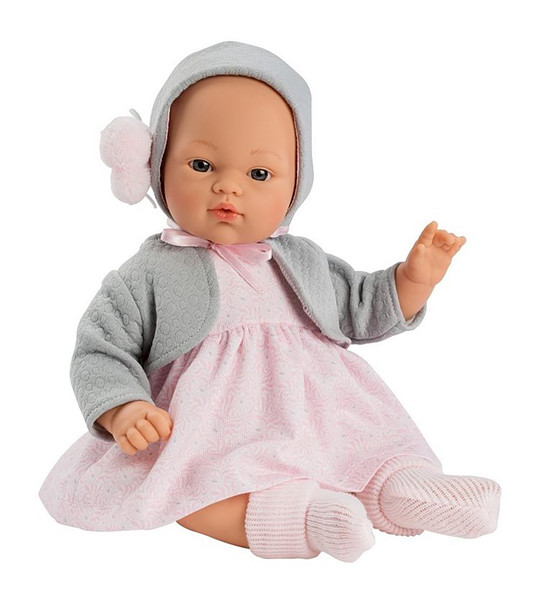Кукла-бебе Коке с розова рокля и сива жилетка 36 см снимка