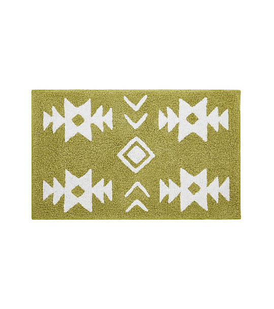 Зелена постелка за баня  с геометрични мотиви  BLOCK  45x70 см снимка