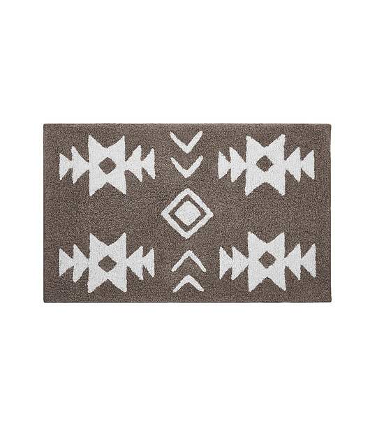 Памучна кафява постелка за баня  с геометрични мотиви  BLOCK  45x70 см снимка