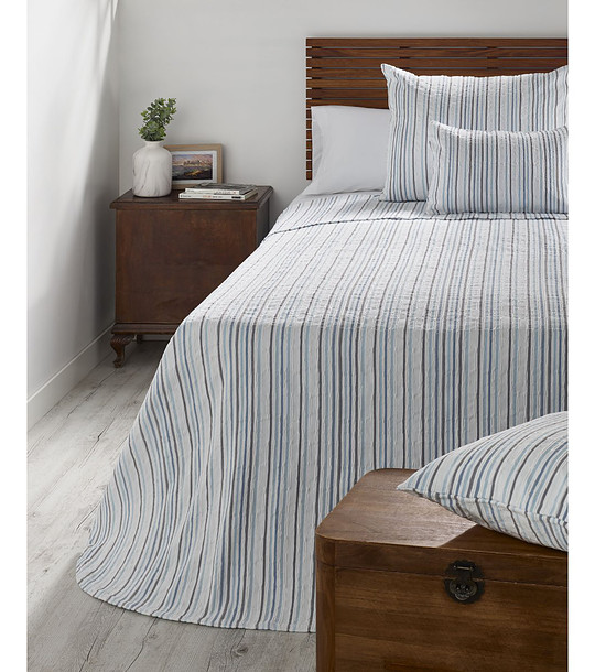 Шалте на райе в синьо и сиво SEGURA 270x260 см снимка