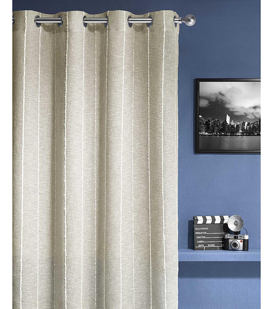 Завеса в зелен нюанс с вертикални райета YANA  140x265 см снимка