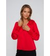 Червена дамска блуза с декоративни цветя-1 снимка