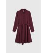 Рокля тип риза в бордо риза с колан-4 снимка