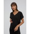 Черна дамска тениска с блясък-0 снимка