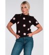 Черна дамска блуза на розови цветчета Mona-0 снимка