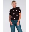 Черна дамска блуза на розови цветчета Mona-2 снимка