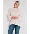 Дамски oversize пуловер в бежово Ines-3 снимка