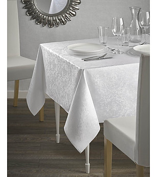 Бяла кръгла покривка за маса ARIADNA 160 см снимка