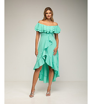 Асиметрична рокля в цвят мента снимка