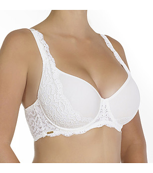 Бял сутиен с банели и гладка чашка COTTON ELLA снимка