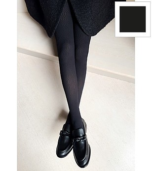 Черен дамски чорапогащник с релефен геометричен десен BOCARINI 60 DEN снимка