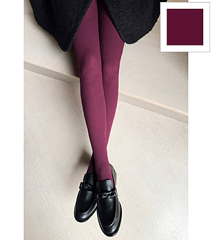 Дамски чорапогащник в цвят бордо с релефен геометричен десен BOCARINI 60 DEN  снимка