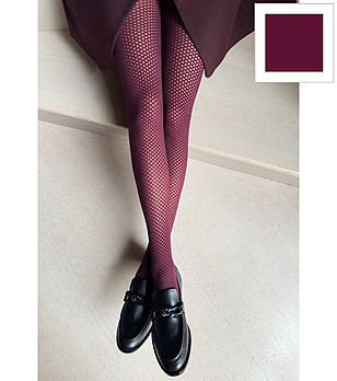 Дамски плътен фигурален чорапогащник в цвят бордо JADE 60 DEN снимка